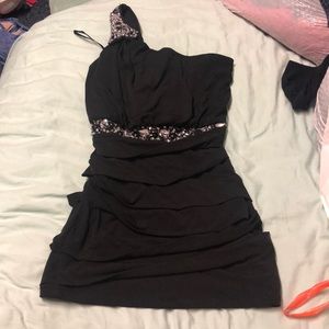 Bodycon black dress with gems size medium debs